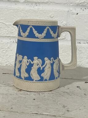 Vintage Copeland Spode England Blue Jasperware Dancing Hours Creamer